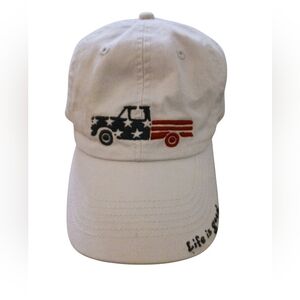 LIFE IS GOOD Truck Cap. Beige, Red & Blue.  One size.